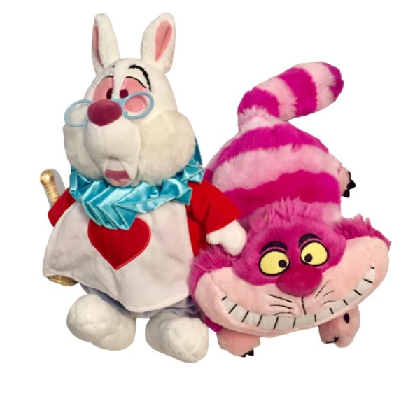 DISNEY ALICE IN WONDERLAND RABBIT AND CAT PLUSH - Picture 1 of 12